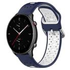 For Amazfit GTR 2e 22mm Breathable Two-Color Silicone Watch Band(Midnight Blue+White) - 1