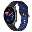 For Amazfit 3 22mm Breathable Two-Color Silicone Watch Band(Black+Blue) - 1