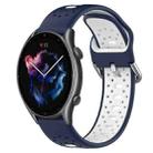 For Amazfit 3 22mm Breathable Two-Color Silicone Watch Band(Midnight Blue+White) - 1