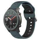 For Amazfit GTR 47mm 22mm Breathable Two-Color Silicone Watch Band(Olive Green+Black) - 1