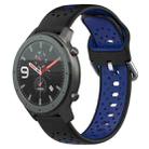 For Amazfit GTR 47mm 22mm Breathable Two-Color Silicone Watch Band(Black+Blue) - 1