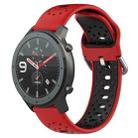 For Amazfit GTR 47mm 22mm Breathable Two-Color Silicone Watch Band(Red+Black) - 1