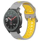 For Amazfit GTR 47mm 22mm Breathable Two-Color Silicone Watch Band(Grey+Yellow) - 1