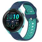 For Garmin Forerunner 265 22mm Breathable Two-Color Silicone Watch Band(Blue+Teal) - 1