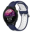 For Garmin Forerunner 255 Music 22mm Breathable Two-Color Silicone Watch Band(Midnight Blue+White) - 1