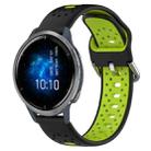 For Garmin Venu 2 22mm Breathable Two-Color Silicone Watch Band(Black+Lime Green) - 1