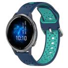 For Garmin Venu 2 22mm Breathable Two-Color Silicone Watch Band(Blue+Teal) - 1