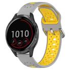 For Garmin Vivoactive 4 22mm Breathable Two-Color Silicone Watch Band(Grey+Yellow) - 1