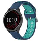 For Garmin Vivoactive 4 22mm Breathable Two-Color Silicone Watch Band(Blue+Teal) - 1