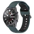 For Samsung Galaxy Watch3 45mm 22mm Breathable Two-Color Silicone Watch Band(Olive Green+Black) - 1