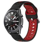 For Samsung Galaxy Watch3 45mm 22mm Breathable Two-Color Silicone Watch Band(Black+Red) - 1