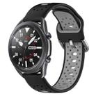 For Samsung Galaxy Watch3 45mm 22mm Breathable Two-Color Silicone Watch Band(Black+Grey) - 1