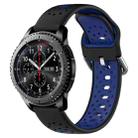 For Samsung Gear S3 Frontier 22mm Breathable Two-Color Silicone Watch Band(Black+Blue) - 1