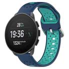 For Suunto 9 Peak Pro 22mm Breathable Two-Color Silicone Watch Band(Blue+Teal) - 1