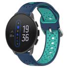 For  Suunto 9 Peak 22mm Breathable Two-Color Silicone Watch Band(Blue+Teal) - 1
