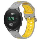For Suunto 5 Peak 22mm Breathable Two-Color Silicone Watch Band(Grey+Yellow) - 1