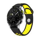 For Garmin MARQ Athlete Gen 2 22mm Sports Breathable Silicone Watch Band(Black+Yellow) - 1