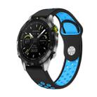 For Garmin MARQ Athlete Gen 2 22mm Sports Breathable Silicone Watch Band(Black+Blue) - 1