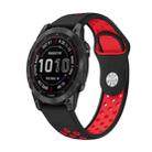 For Garmin Fenix 7 22mm Sports Breathable Silicone Watch Band(Black+Red) - 1