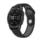 For Garmin Fenix 7 22mm Sports Breathable Silicone Watch Band(Black+Grey) - 1