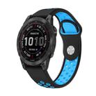 For Garmin Fenix 7 22mm Sports Breathable Silicone Watch Band(Black+Blue) - 1