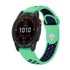 For Garmin Fenix 7 Solar 22mm Sports Breathable Silicone Watch Band(Mint Green+Midnight Blue) - 1