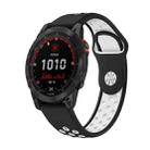 For Garmin Fenix 7 Solar 22mm Sports Breathable Silicone Watch Band(Black+White) - 1