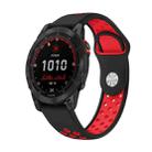 For Garmin Fenix 7 Solar 22mm Sports Breathable Silicone Watch Band(Black+Red) - 1