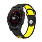 For Garmin Fenix 7 Solar 22mm Sports Breathable Silicone Watch Band(Black+Yellow) - 1