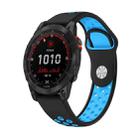 For Garmin Fenix 7 Solar 22mm Sports Breathable Silicone Watch Band(Black+Blue) - 1