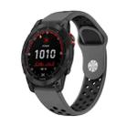For Garmin Fenix 7 Solar 22mm Sports Breathable Silicone Watch Band(Grey+Black) - 1