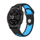 For Garmin Fenix 7 Sapphire Solar 22mm Sports Breathable Silicone Watch Band(Black+Blue) - 1