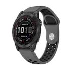 For Garmin Fenix 7 Sapphire Solar 22mm Sports Breathable Silicone Watch Band(Grey+Black) - 1