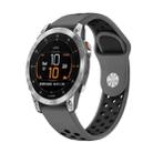 For Garmin EPIX Gen 2 22mm Sports Breathable Silicone Watch Band(Grey+Black) - 1