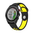 For Garmin Approach S62 22mm Sports Breathable Silicone Watch Band(Black+Yellow) - 1