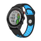 For Garmin Approach S62 22mm Sports Breathable Silicone Watch Band(Black+Blue) - 1