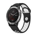 For Garmin Fenix 6 GPS 22mm Sports Breathable Silicone Watch Band(Black+White) - 1