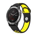 For Garmin Fenix 6 GPS 22mm Sports Breathable Silicone Watch Band(Black+Yellow) - 1