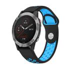 For Garmin Fenix 6 GPS 22mm Sports Breathable Silicone Watch Band(Black+Blue) - 1