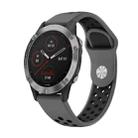 For Garmin Fenix 6 GPS 22mm Sports Breathable Silicone Watch Band(Grey+Black) - 1