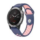 For Garmin Fenix 6 GPS 22mm Sports Breathable Silicone Watch Band(Midnight Blue+Pink) - 1