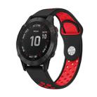 For Garmin Fenix 6 Pro GPS 22mm Sports Breathable Silicone Watch Band(Black+Red) - 1