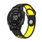 For Garmin Fenix 6 Pro GPS 22mm Sports Breathable Silicone Watch Band(Black+Yellow) - 1