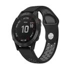 For Garmin Fenix 6 Pro GPS 22mm Sports Breathable Silicone Watch Band(Black+Grey) - 1