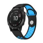 For Garmin Fenix 6 Pro GPS 22mm Sports Breathable Silicone Watch Band(Black+Blue) - 1