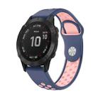 For Garmin Fenix 6 Pro GPS 22mm Sports Breathable Silicone Watch Band(Midnight Blue+Pink) - 1