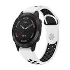 For Garmin Fenix 6 Sapphire GPS 22mm Sports Breathable Silicone Watch Band(White+Black) - 1