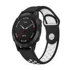 For Garmin Fenix 6 Sapphire GPS 22mm Sports Breathable Silicone Watch Band(Black+White) - 1