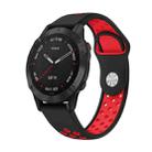 For Garmin Fenix 6 Sapphire GPS 22mm Sports Breathable Silicone Watch Band(Black+Red) - 1