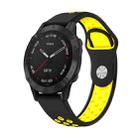 For Garmin Fenix 6 Sapphire GPS 22mm Sports Breathable Silicone Watch Band(Black+Yellow) - 1